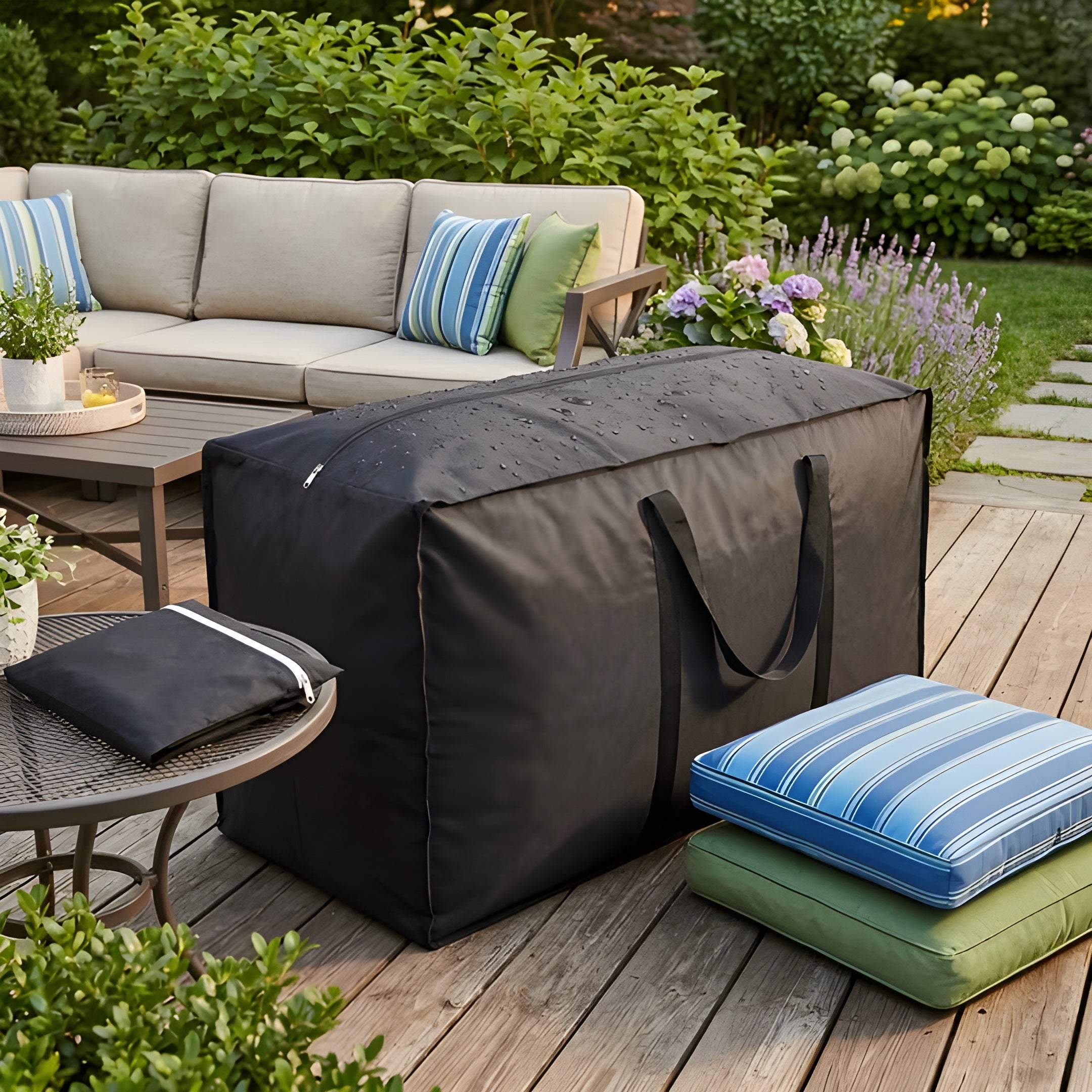 Aufbewahrungstasche für Gartenauflagen – Wasserdicht UV-beständig & Wetterfest - Möbelabdeckung