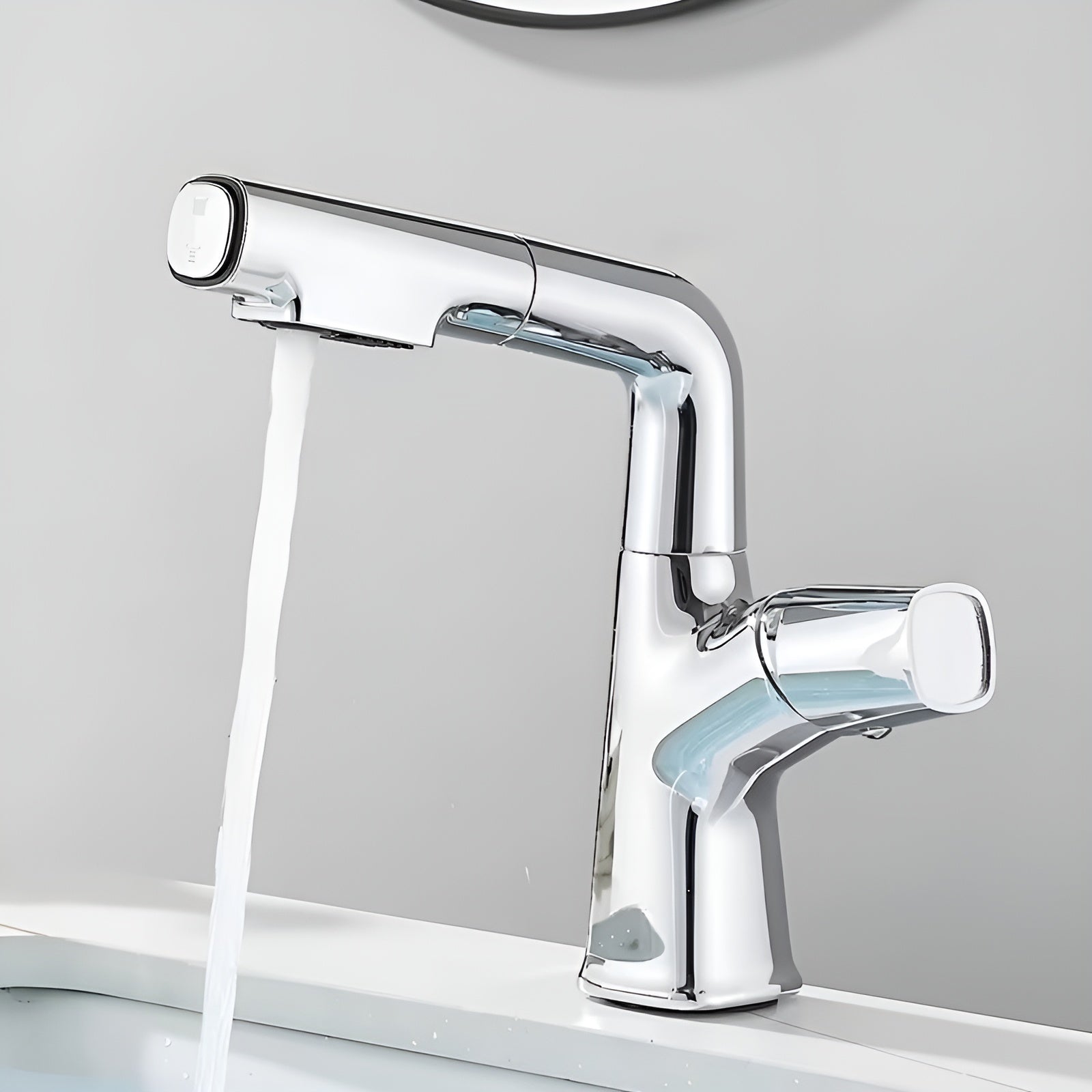 Ausziehbare Badezimmerarmatur für Waschbecken – Einhebel-Waschtischarmatur mit ausziehbarer Brause Einloch-Montage