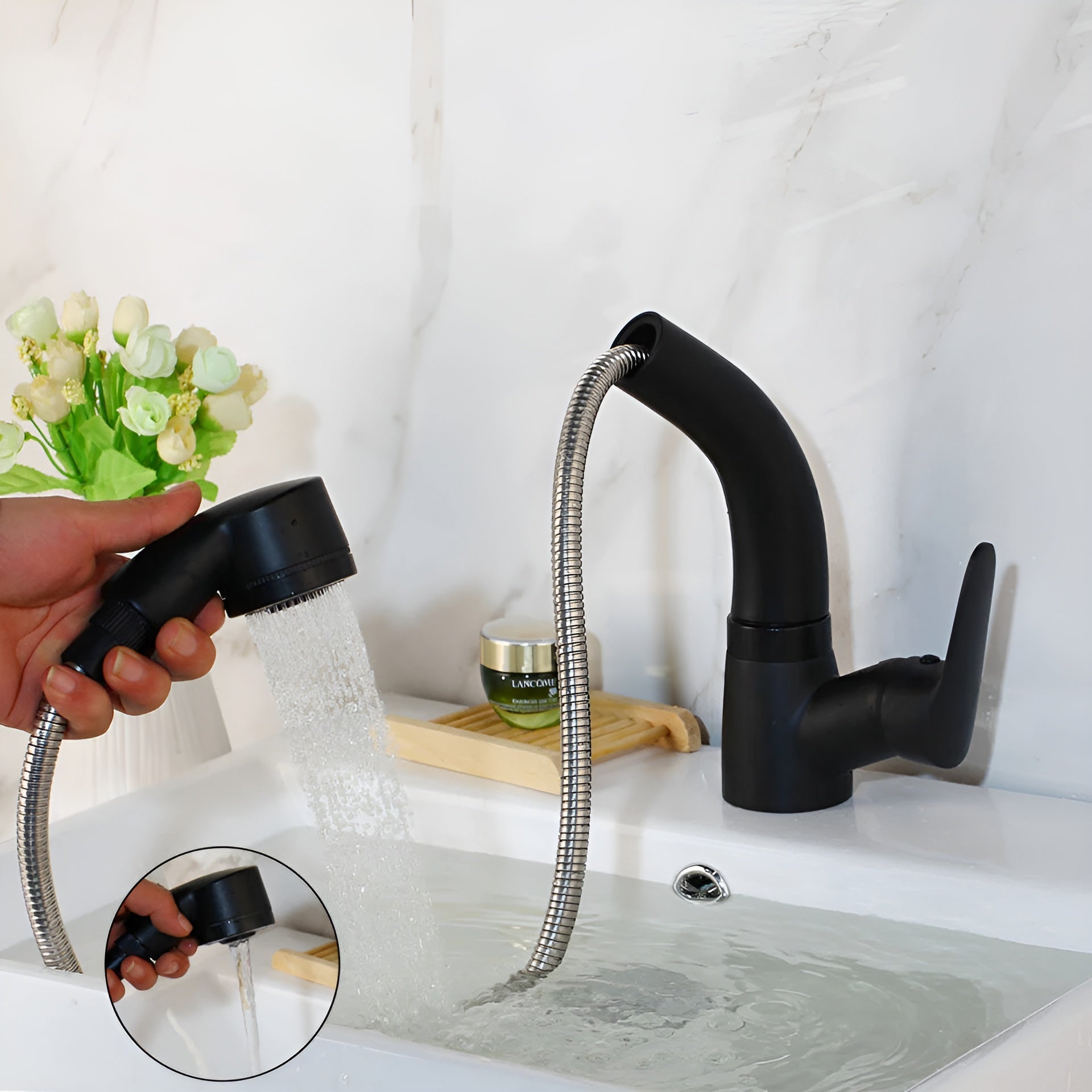 Ausziehbare Waschbeckenarmatur – Flexibel Verstellbar & Elegantes Design | Perfekt für Bad und Gäste-WC - Küchenarmatur