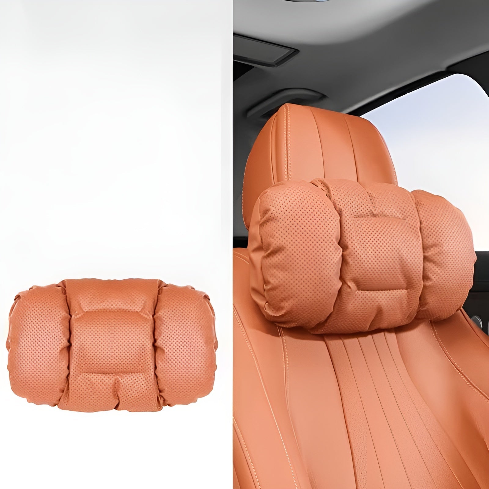 Auto-Kopfstützen-Nackenkissen – Universelle Lendenstütze | Ganzjahres-Reisekomfort - Orange - Nackenkissen für das Auto
