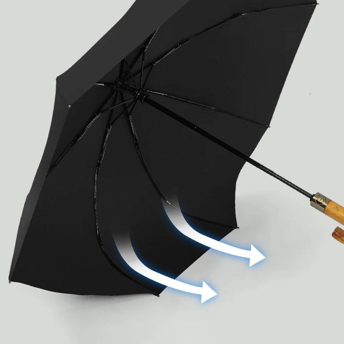 Automatik Taschenschirm mit Holzgriff – Sturmfest 105 cm - Regenschirme
