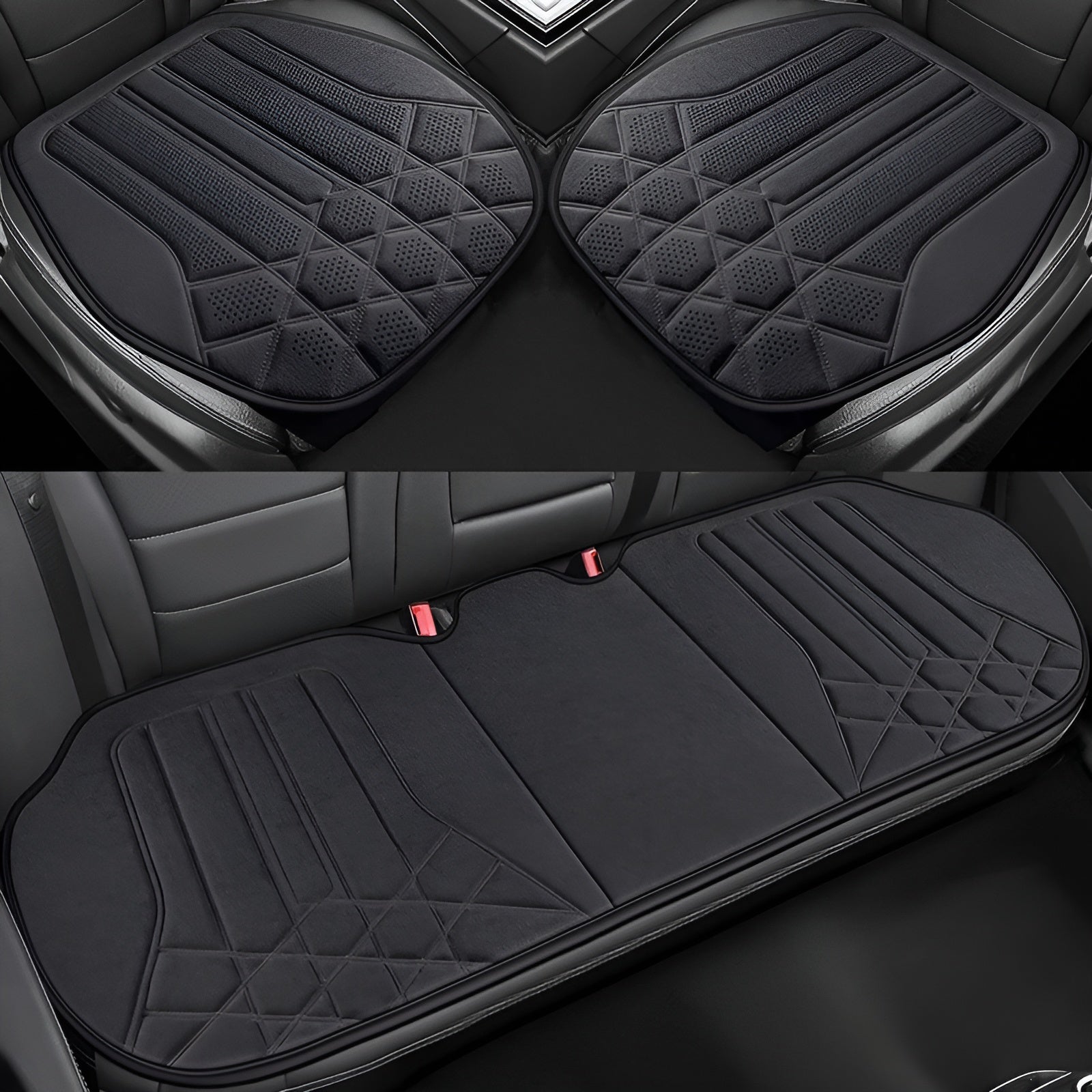 Autositzbezüge aus Velours – Atmungsaktiv und Schützend | Komplettset mit Sitzkissen für Universelle Passform - 1