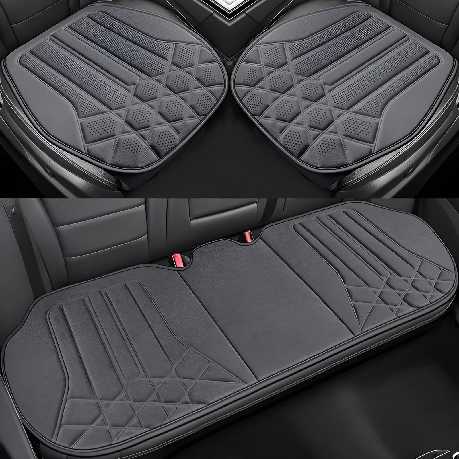 Autositzbezüge aus Velours – Atmungsaktiv und Schützend | Komplettset mit Sitzkissen für Universelle Passform - 1