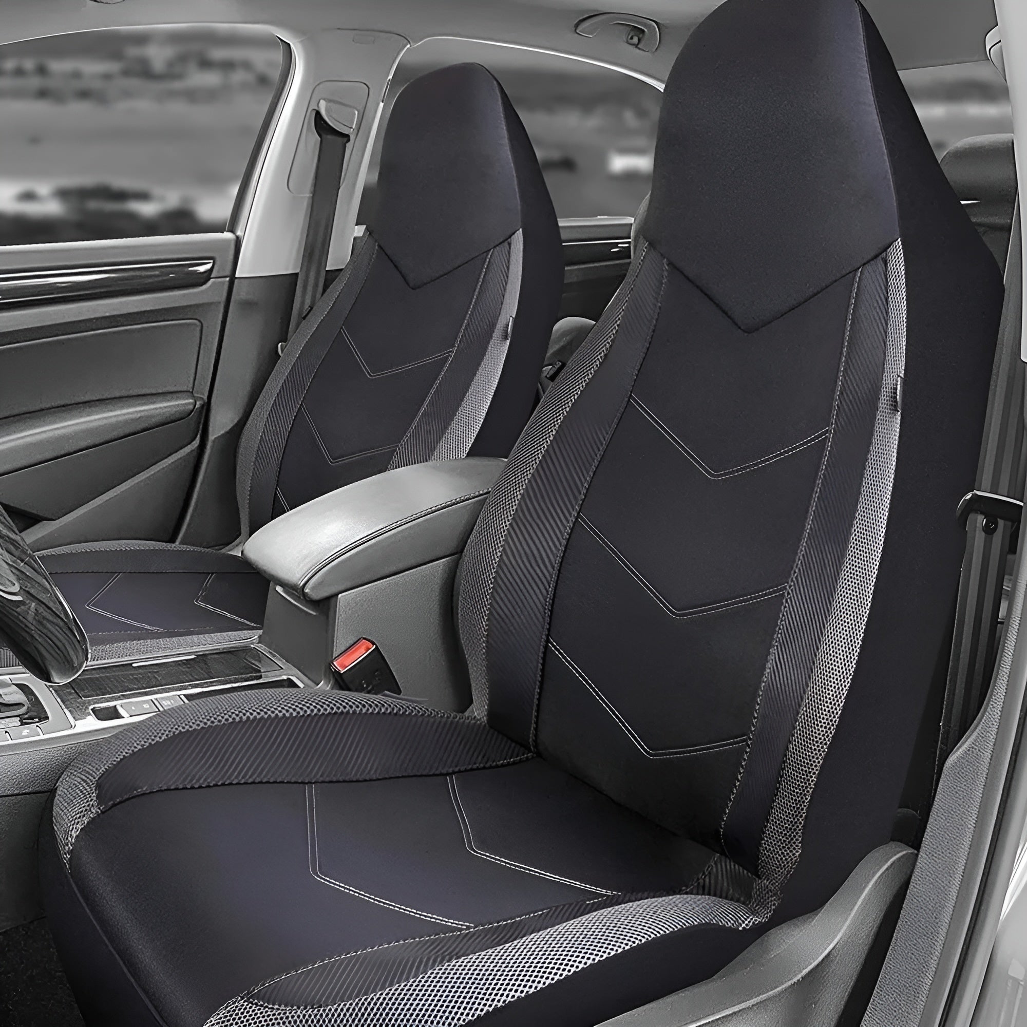 Autositzbezüge mit hoher Rückenlehne – Atmungsaktives Netzgewebe & sportliches Design | Airbag-kompatibel für PKWs SUVs