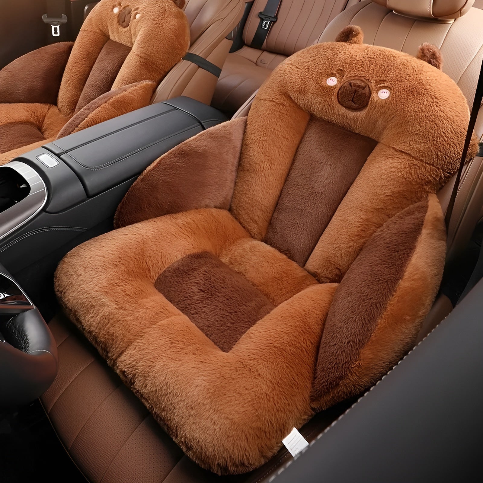 Autositzkissen mit Cartoon-Design – Weich und Komfortabel | Dick gepolstert für Auto Büro und Zuhause - Braun