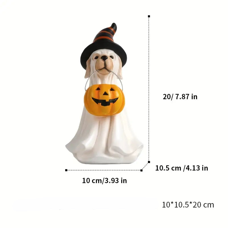 Hund & Katze mit Kürbis – Dekofigur Detailreiche Harzskulptur | Perfekt für Innen & Garten