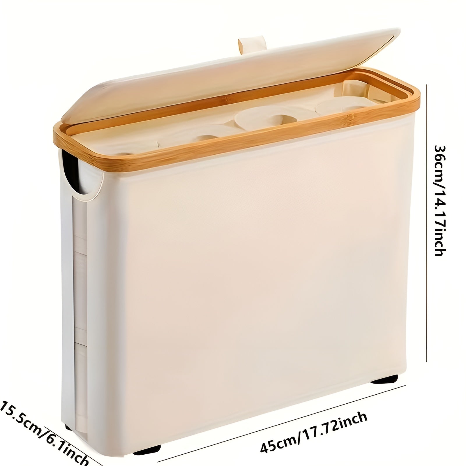 Großer Toilettenpapierhalter mit Deckel – Platzsparend & Klappbar | Holzrahmen für Badezimmer & WC - Decke