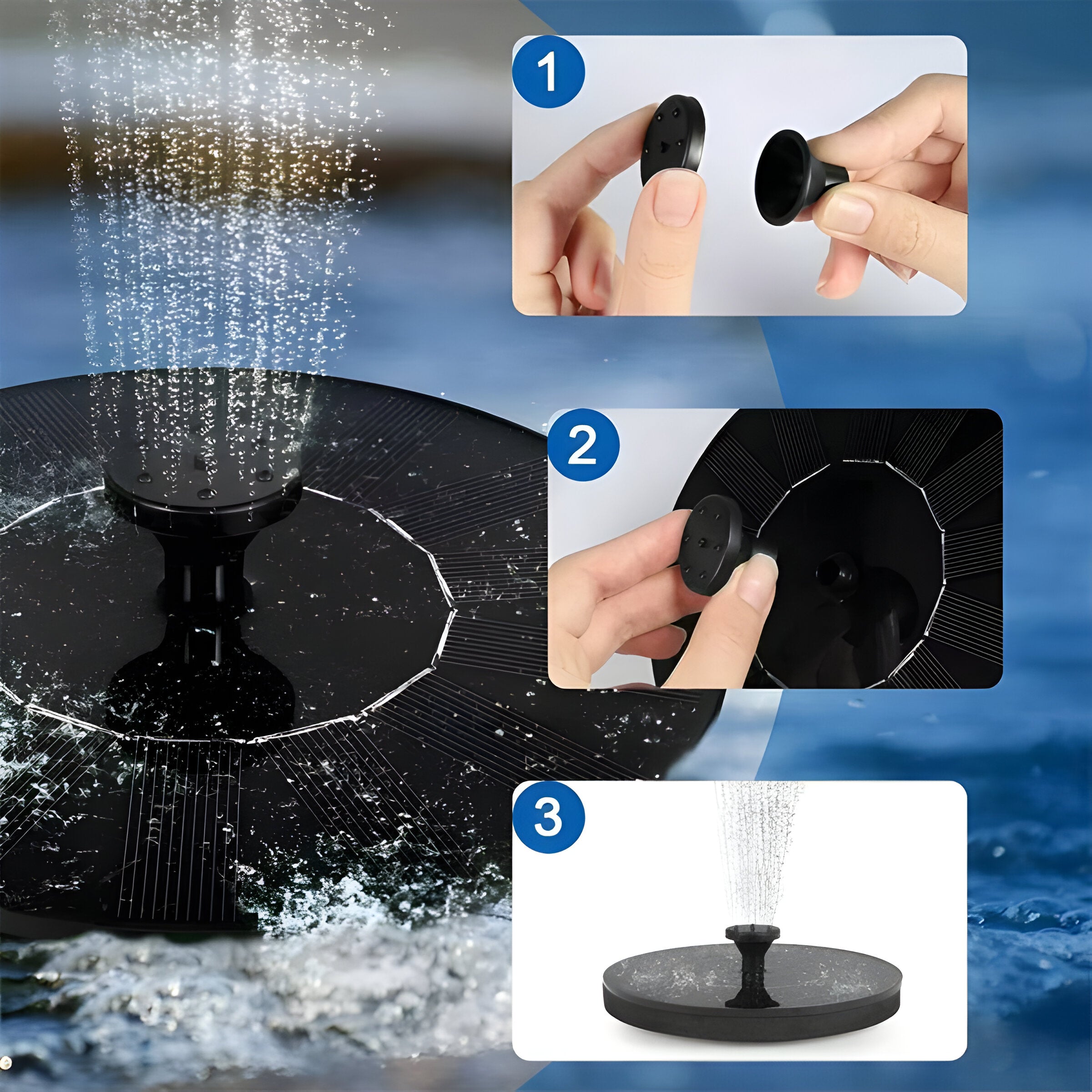 AquaBliss Rise - Solar-Wasserbrunnen für Draußen