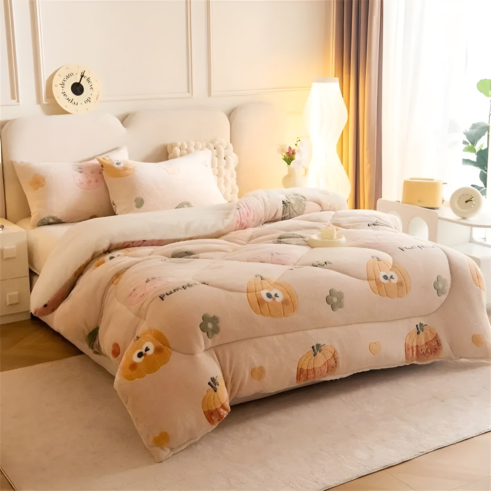 Kuscheldecke mit Kürbis- und Schneeflockenmotiv – Weich, Warm und Stilvoll | Perfekt für Herbst und Winter