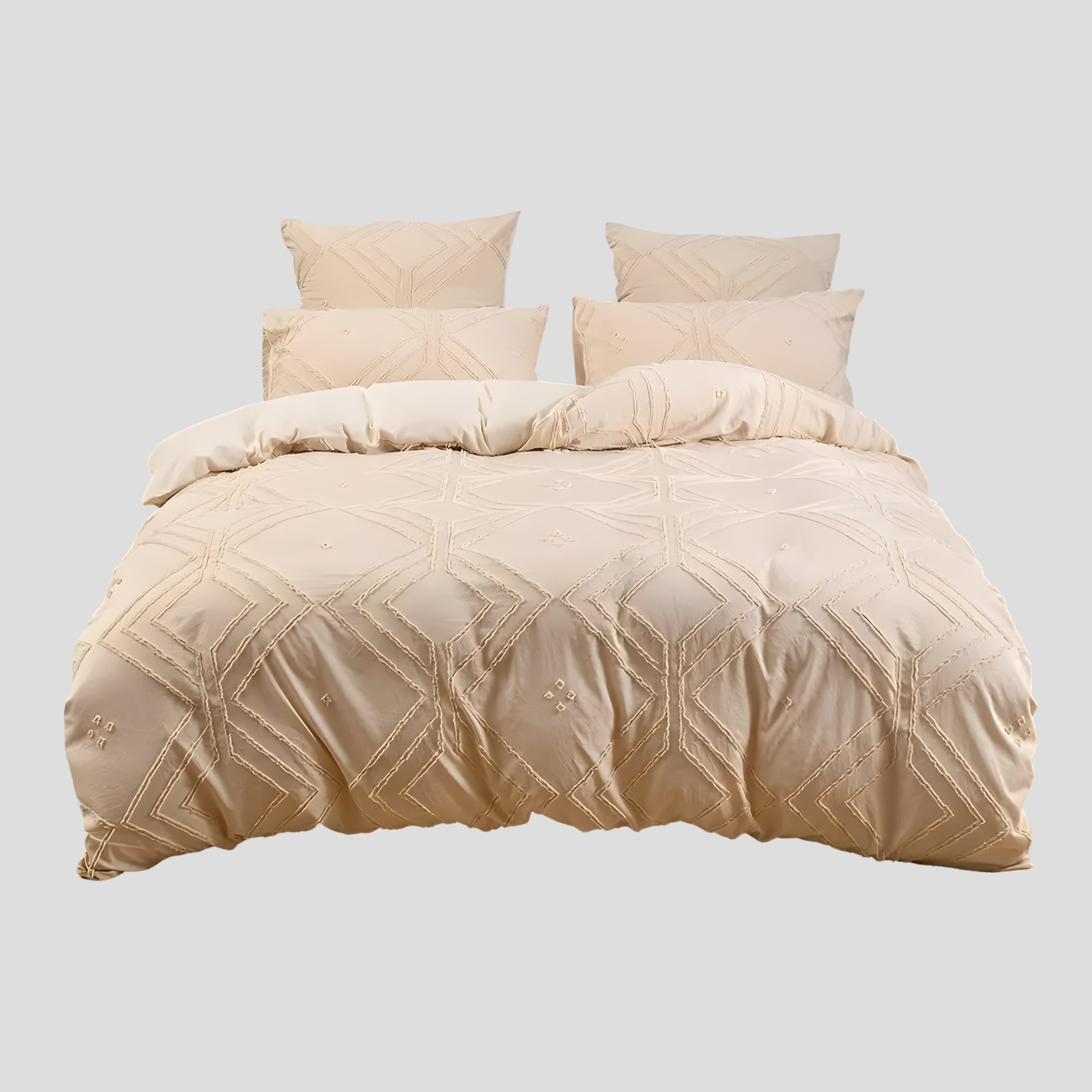 ZippWeave Bettwäsche-Set – Geometrisches Boho Tufted Duvet Bezug Set
