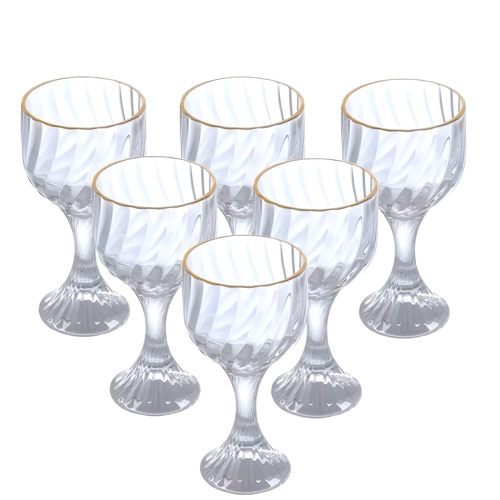 Retro Trinkgläser mit Stiel (6 Stück) – Gerilltes Glas im Vintage-Look | Stilvoll für jede Tafel - Wohnzubehör