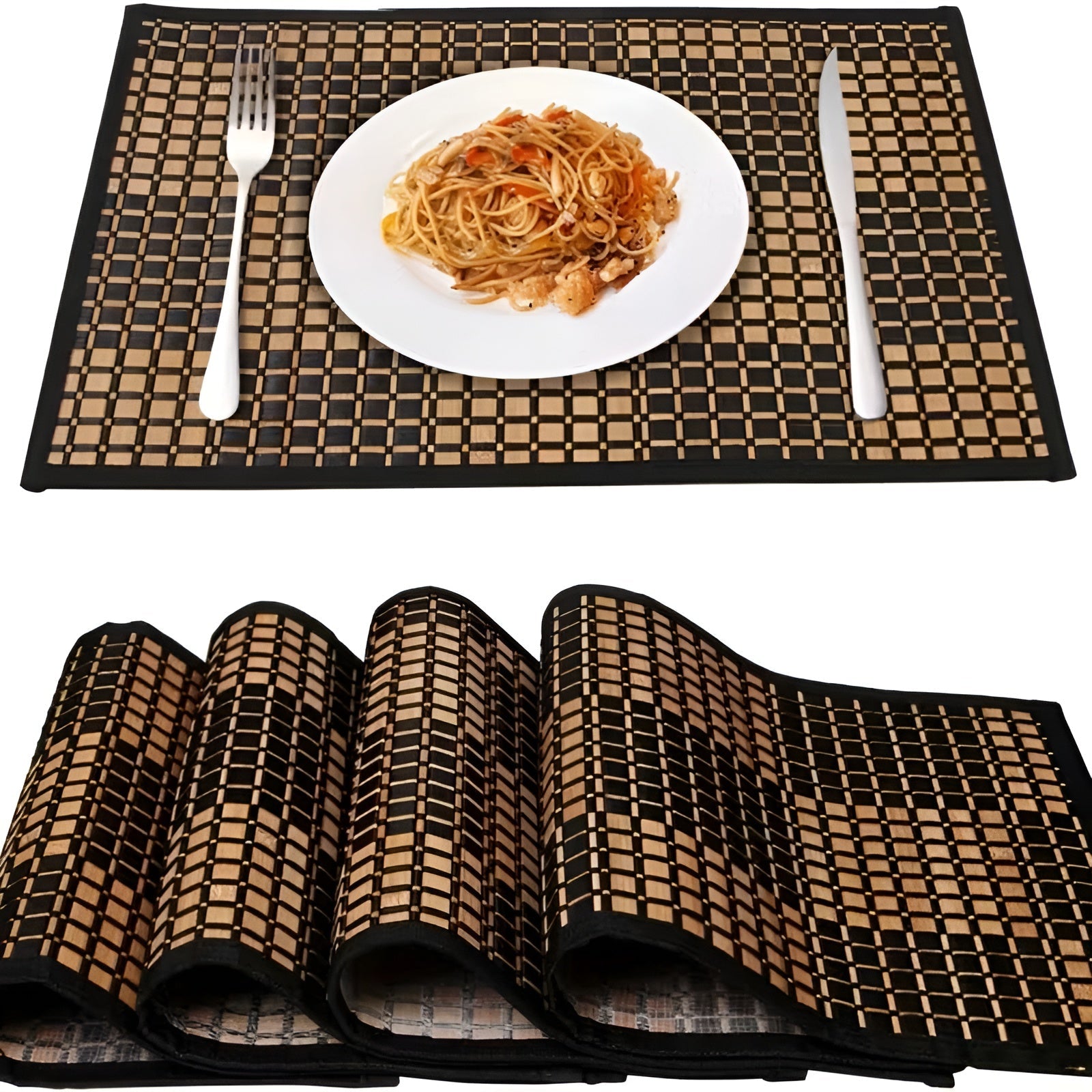 Bambus Tischsets 4er Set – Hitzebeständig und Strapazierfähig | Perfekt für Esstisch und Küche - Tischsets aus Bambus