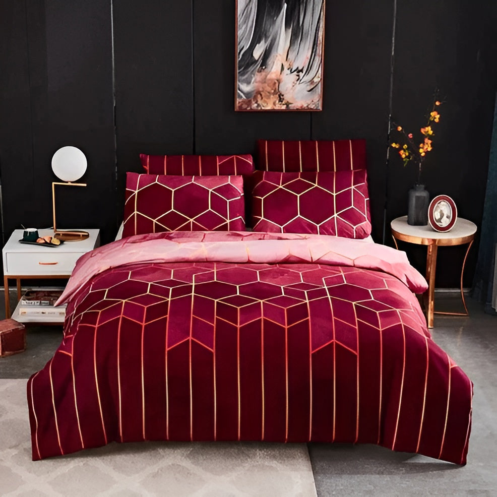 Baumwoll-kühlbettdecke – Bettbezug MIT Geometrischem Muster Kühlend Und Atmungsaktiv - Rot / 135 x 200cm Bettbezug + 2