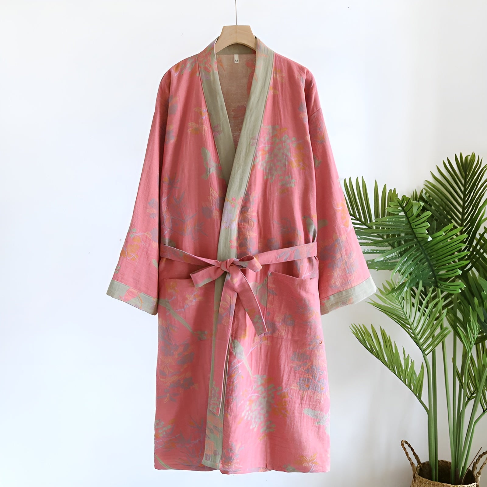 Baumwoll-Waffelbademantel – Weich Elegant Und Außergewöhnlich Bequem - Rosa / M - Badjassen