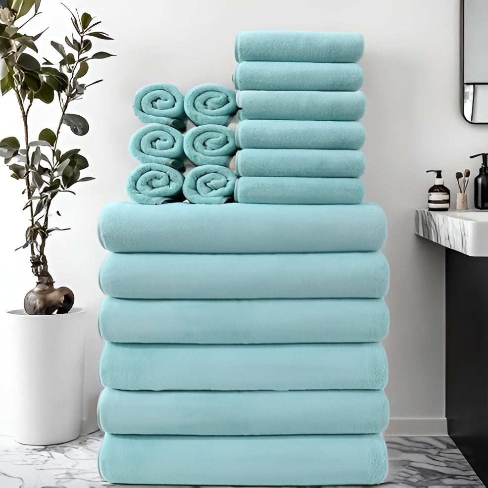 8-teiliges Set Schnell Trocknender Badetücher – Superweich Für Zu Hause Und Im Spa - Türkis - Handtuch-Set