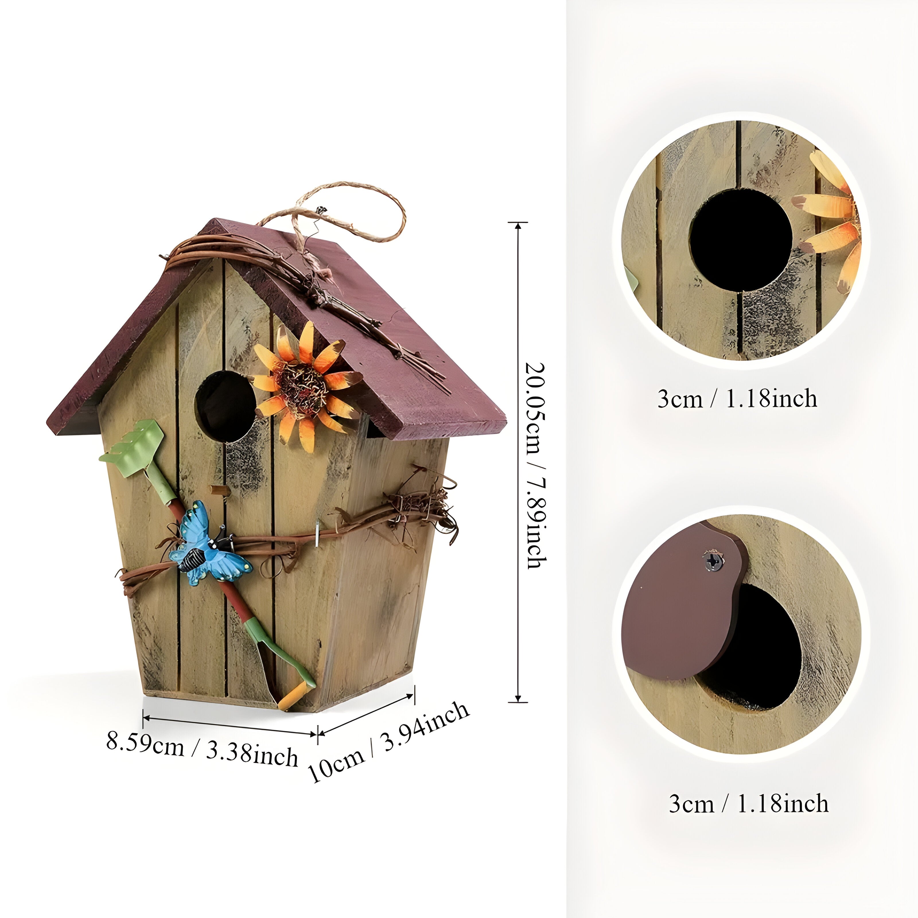 GardenPerch Nest - Dekoratives Holz Hängendes Vogelhaus