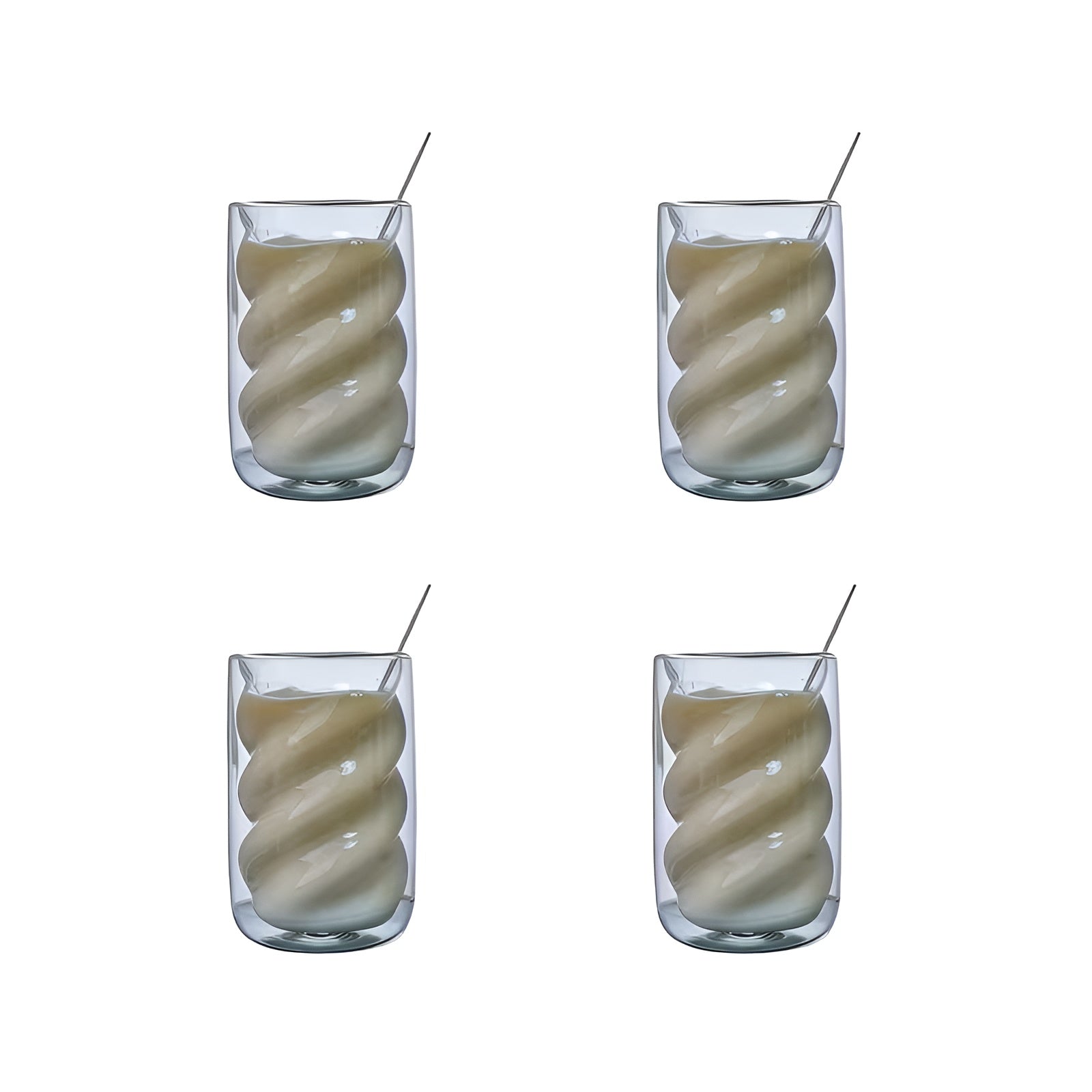 Doppelwandige Spiralgläser im 4er-Set – Hitzebeständig und Isolierend | Ideal für Kaffee Tee und Desserts - Wohnzubehör