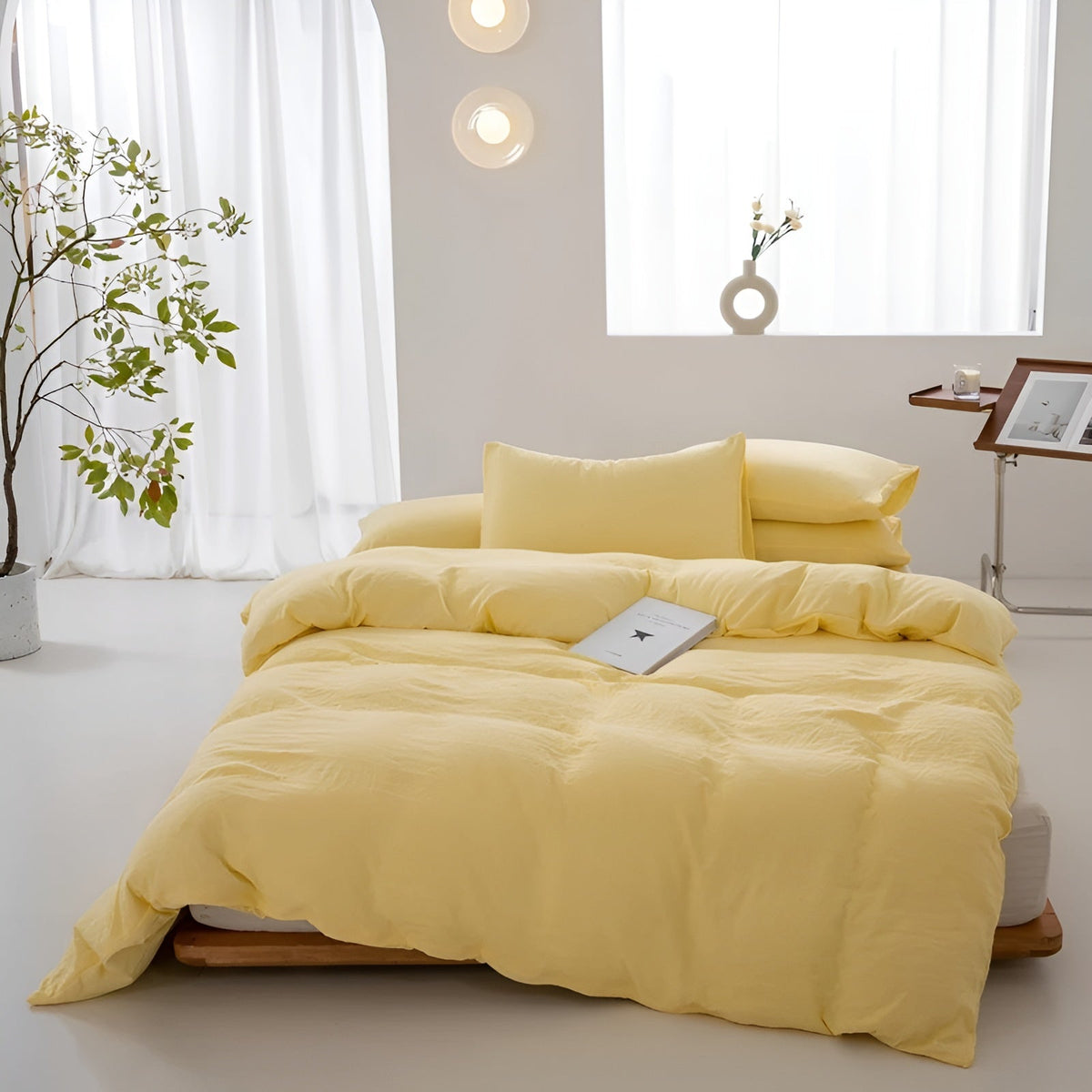 Bettwäsche-Set aus Gewaschener Baumwolle – Weich & Atmungsaktiv | 3-teilig mit Bettbezug & Kissenbezug - 150x200cm 3er