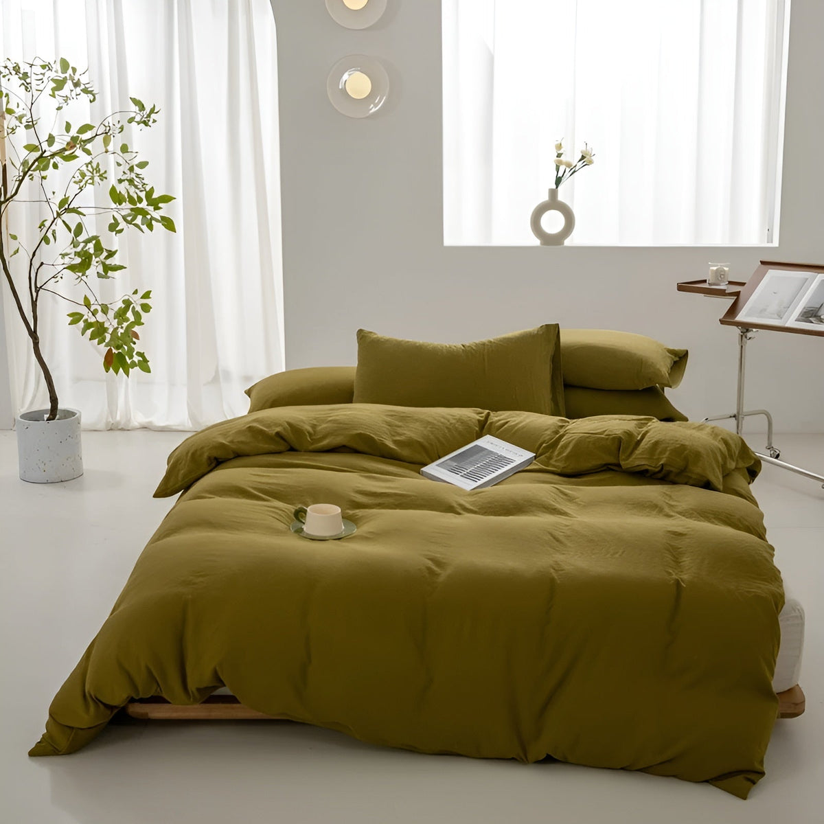 Bettwäsche-Set aus Gewaschener Baumwolle – Weich & Atmungsaktiv | 3-teilig mit Bettbezug & Kissenbezug - 150x200cm 3er