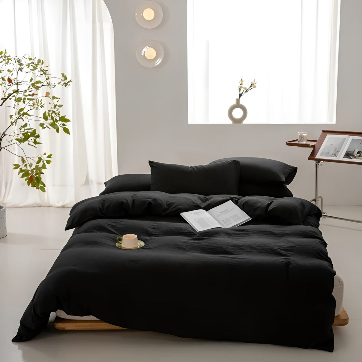 Bettwäsche-Set aus Gewaschener Baumwolle – Weich & Atmungsaktiv | 3-teilig mit Bettbezug & Kissenbezug - 150x200cm 3er