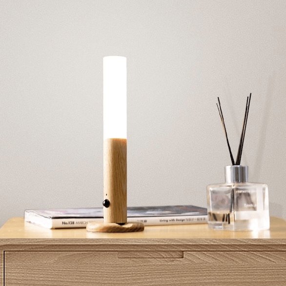 Bewegungssensor-Nachtlicht mit Magnethalterung – minimalistisches Holzdesign - Bewegungssensorleuchte