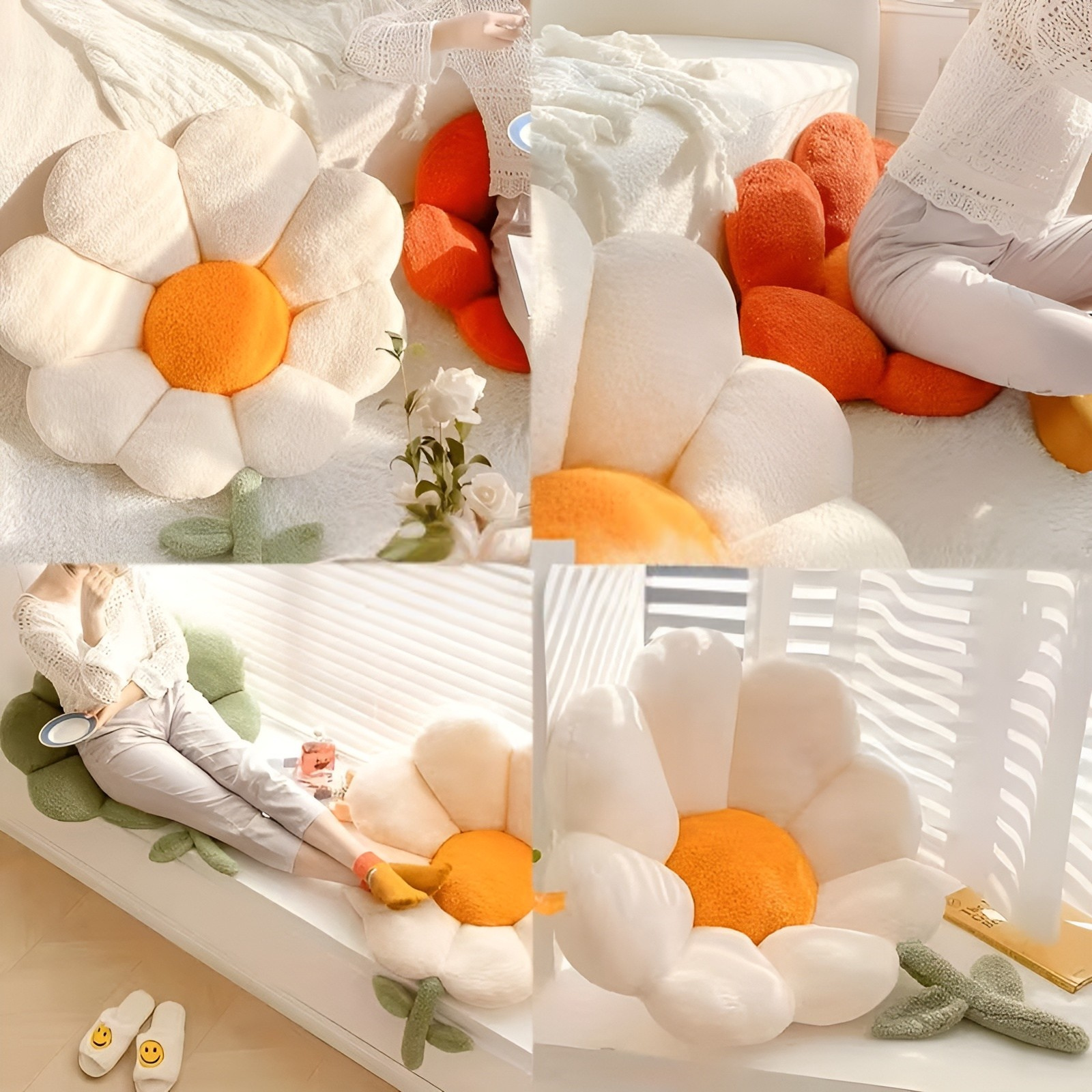 Blumenkissen Sitzkissen – Weich und Gemütlich | Dekoratives Bodenkissen für Sofa Schlafzimmer und Wohnzimmer