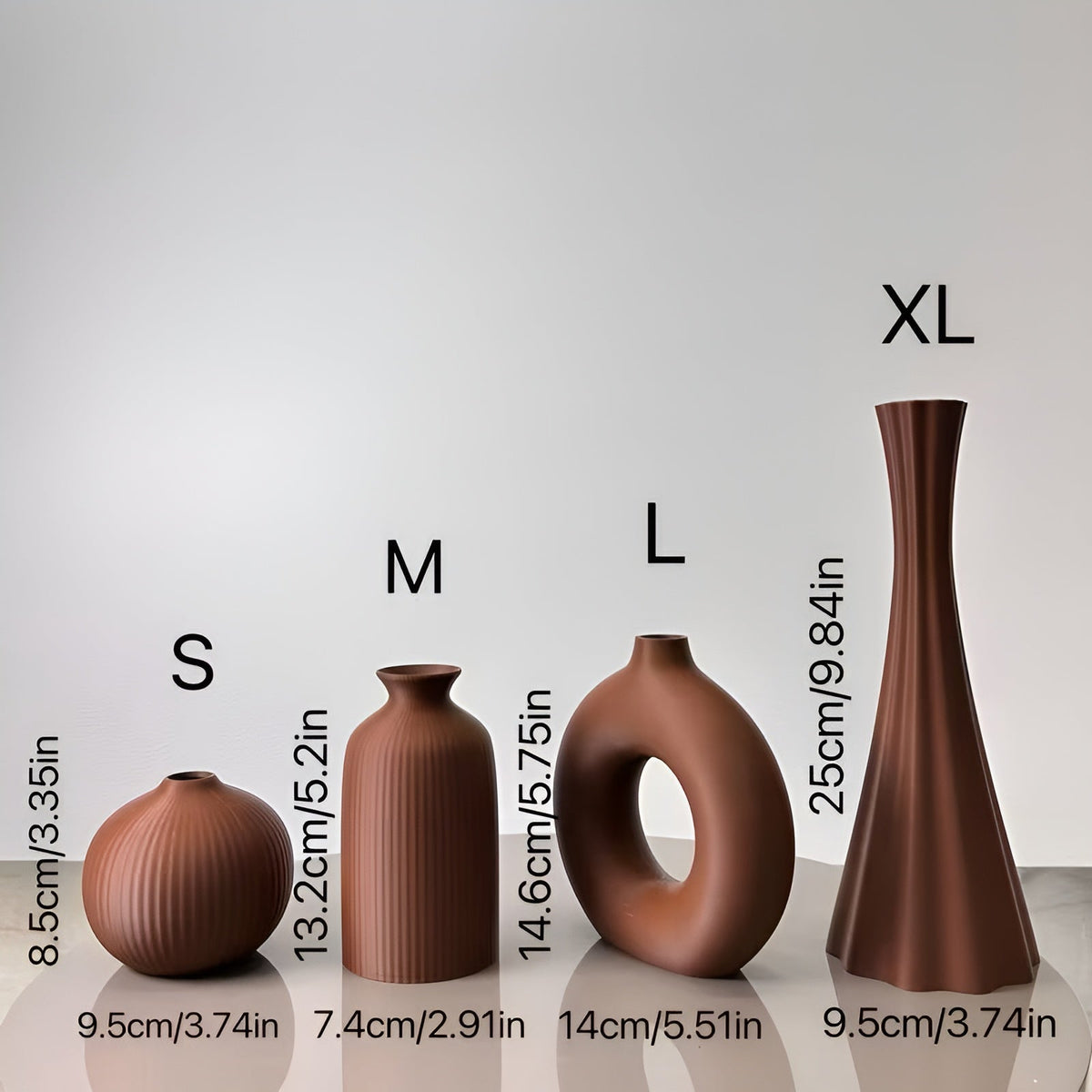Boho Vasen Set (4 Stück) – Dekorativ für Trockenblumen | Perfekt für Wohnzimmer Büro und Tischdeko - Vase