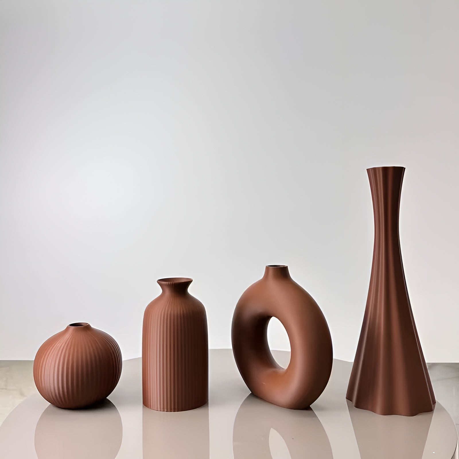 Boho Vasen Set (4 Stück) – Dekorativ für Trockenblumen | Perfekt für Wohnzimmer Büro und Tischdeko - Vase