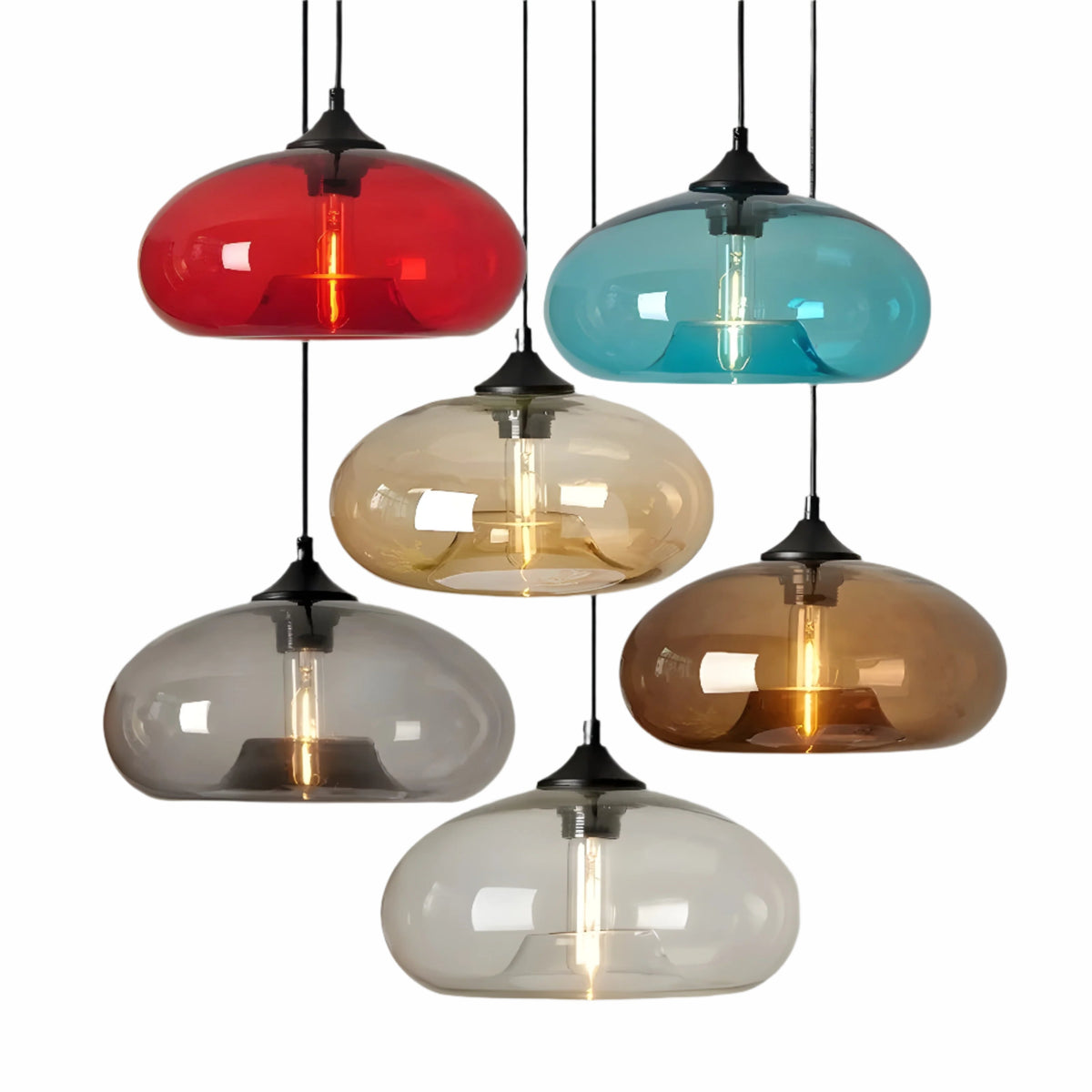 Bunte Glas-Pendelleuchte – Moderne nordische Beleuchtung für gemütliche Räume - Pendelleuchte