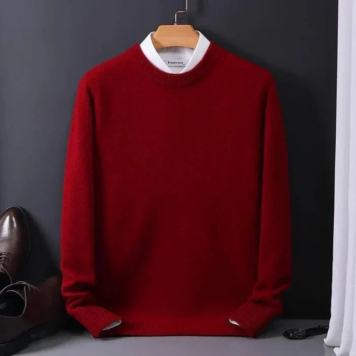Kaschmirmischung Pullover in Rot, Detailaufnahme Rippstrick