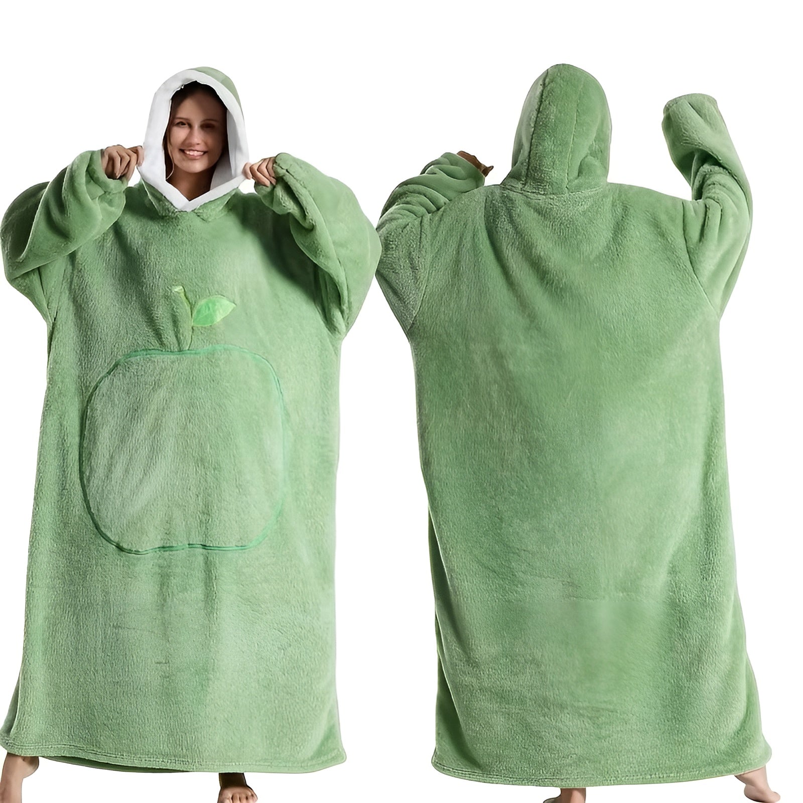 Kuschelige Hoodie-Decke – Warm Weich und Bequem | Ideal für Kalte Wintertage - Grün - Decke