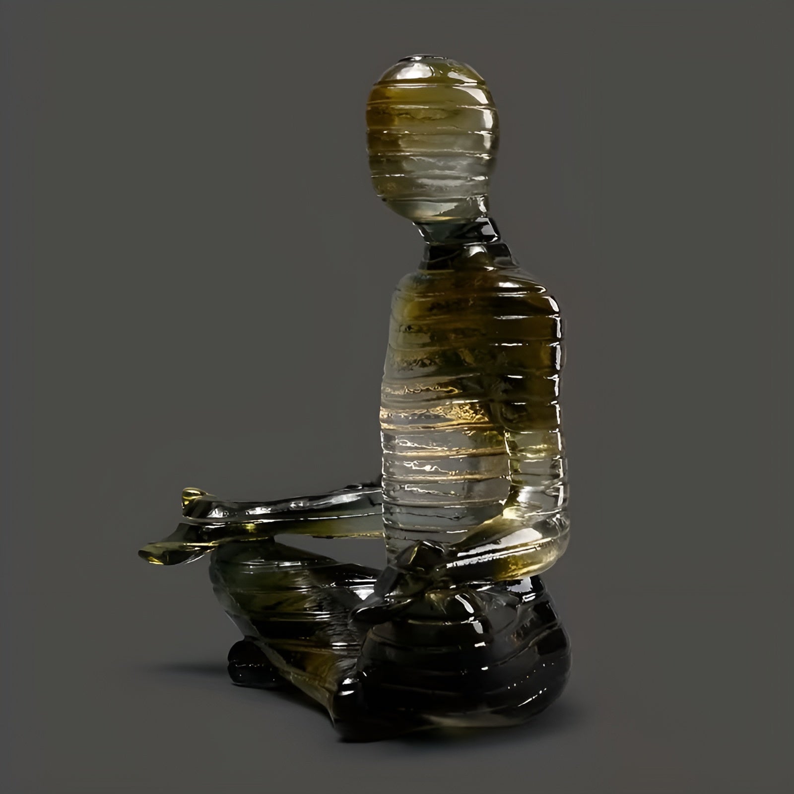 Meditative Yoga-Skulptur – Ruhige Figur in Lotusposition | Dekorative Resin-Statue für Zuhause - Gelbverlauf - Skulptur