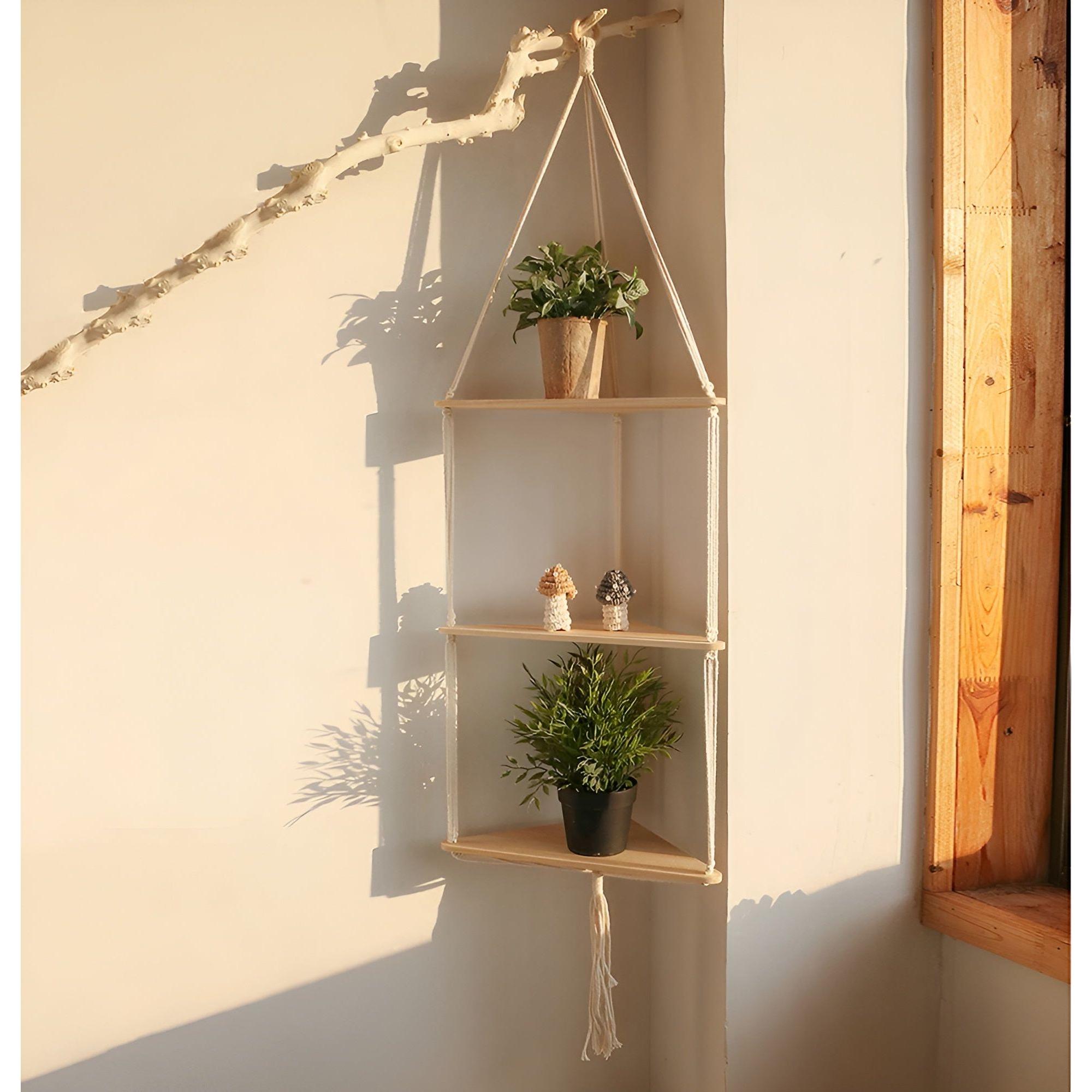 BohoFloat Shelf - Hängendes Wandregal mit ästhetischen Seilen in Dreiecksform - Elegare