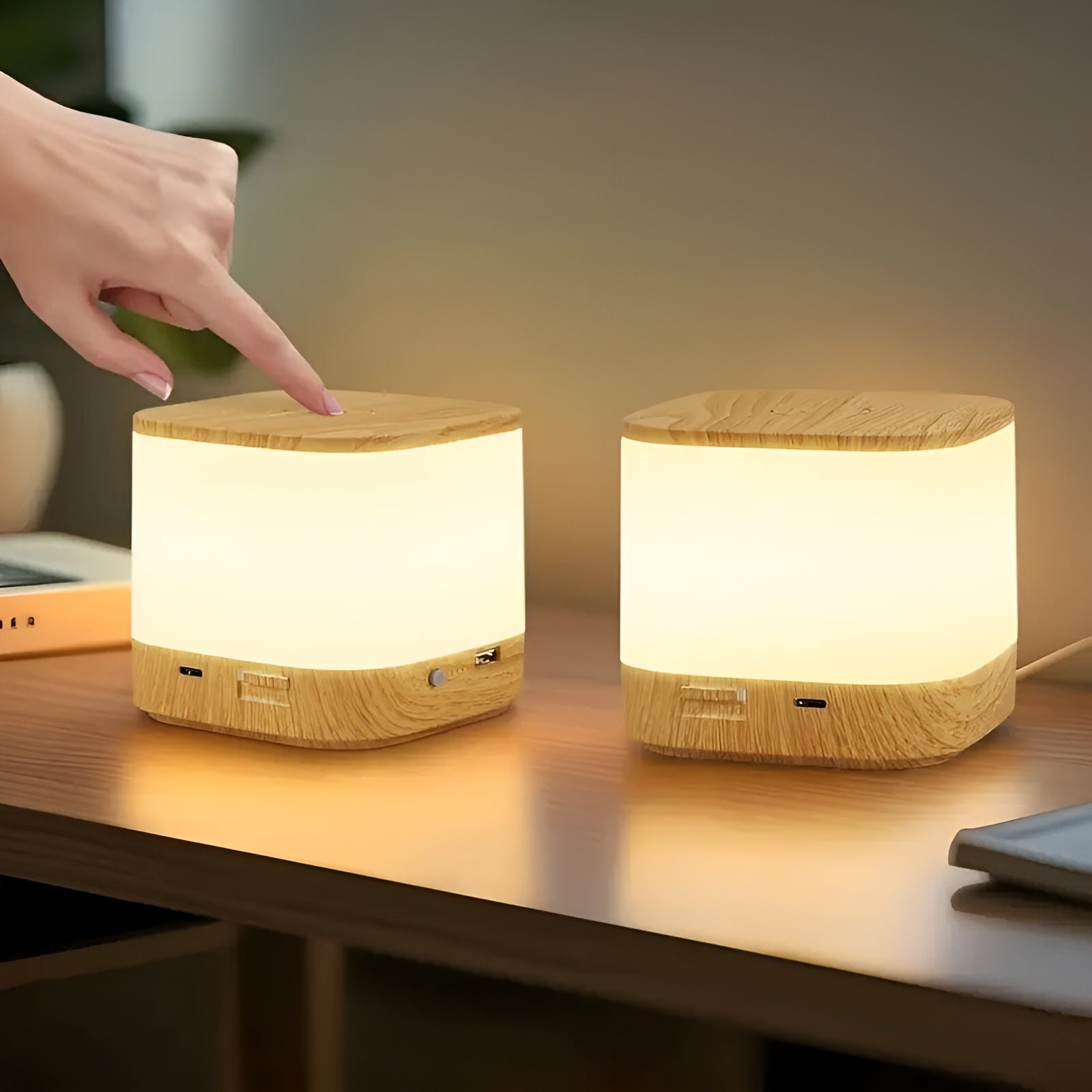 LED-Tischlampe mit Touch-Dimmer – Einstellbare Helligkeit & Farbtemperatur | USB-Aufladung, Timer, Ideal fürs Schlafzimmer