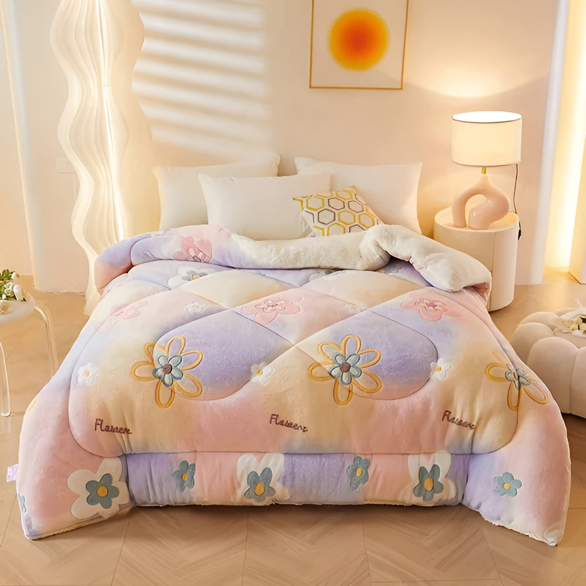 Flanell-Bettdecke mit Blumenmuster – Weich und Gemütlich | Perfekt für das Schlafzimmer