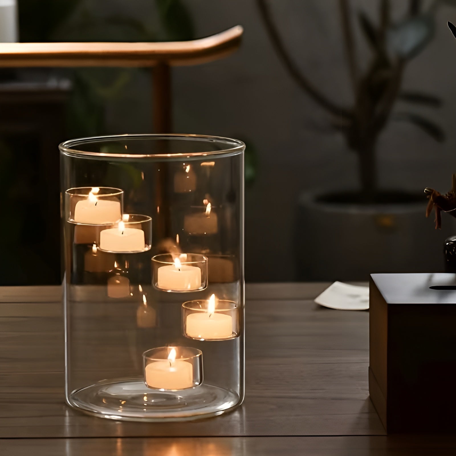 Großer Drehbarer Glas-Kerzenhalter – Europäischer Stil | Elegante & Dekorative Tischdekoration - Wohnzubehör