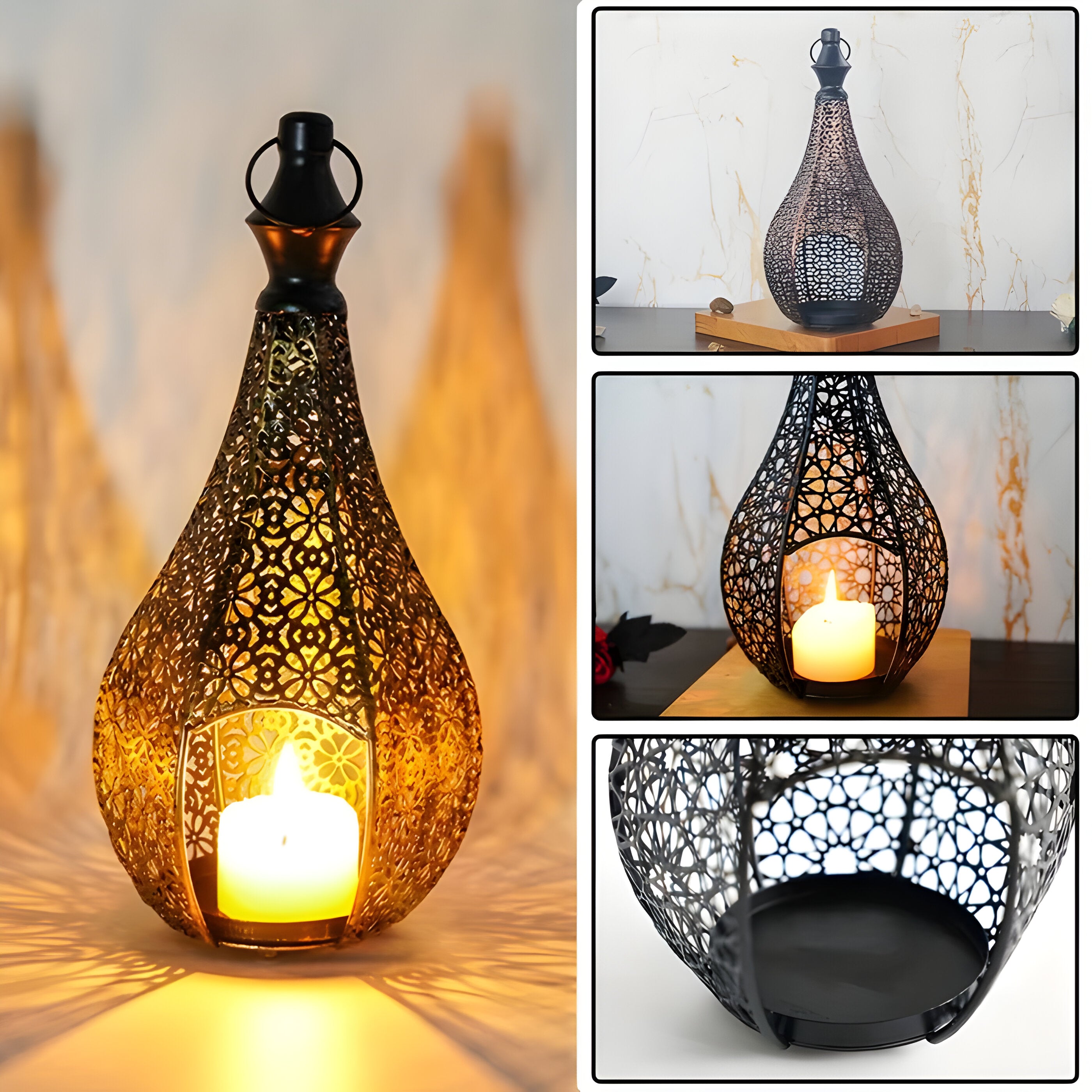 MoroccanGlow Laterne - Vintage Metall Kerzenständer Laterne