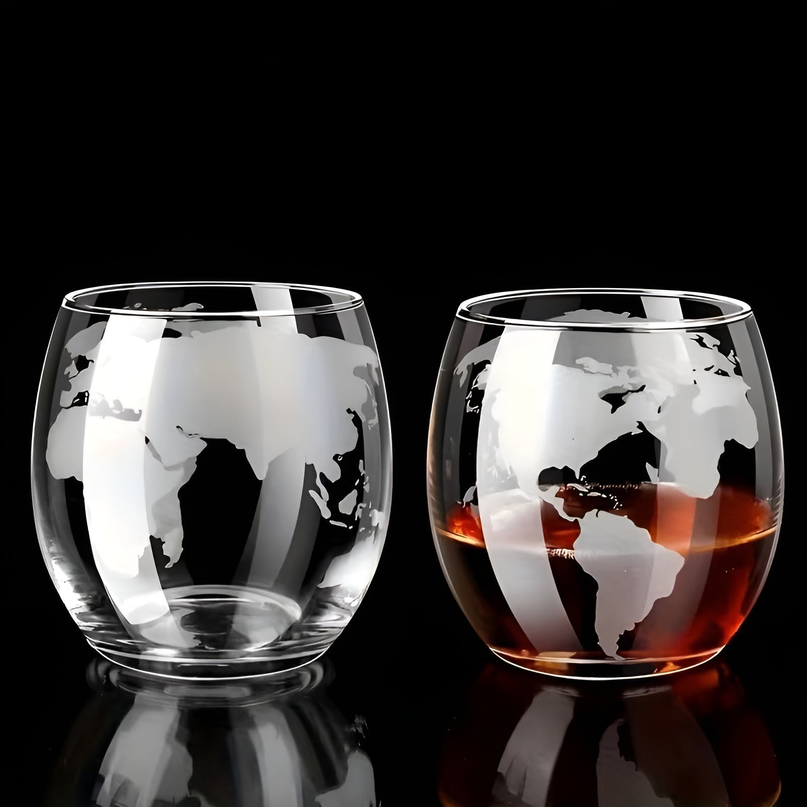Whisky-Dekanter-Set mit Globus – Edles Karaffen-Set mit 4 gravierten Gläsern | Perfekt als Geschenk & Bar-Highlight