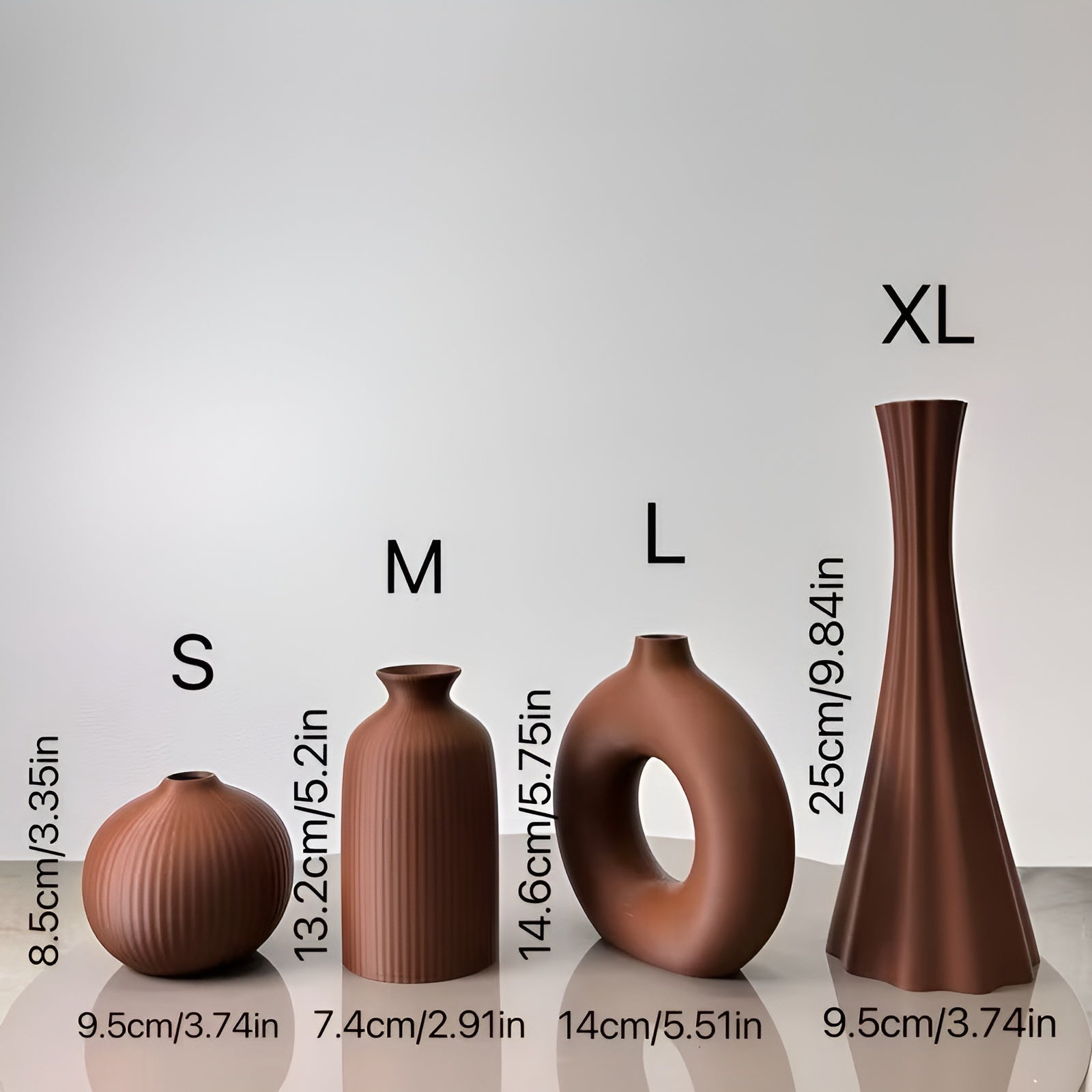 Boho Vasen Set (4 Stück) – Dekorativ für Trockenblumen | Perfekt für Wohnzimmer Büro und Tischdeko - Vase
