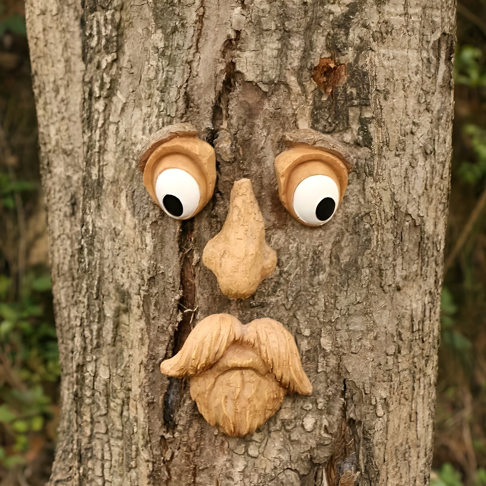 Baumgesicht-Gartendekoration, 4er-Set – Baumgesicht-Skulptur aus Kunstharz für den Außenbereich | Lustige Baumgesichter