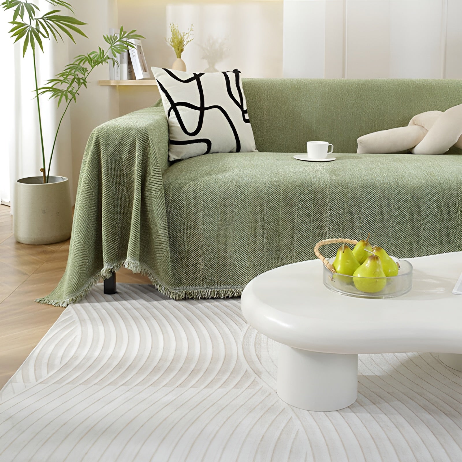Chenille-Decke Fischgrätenmuster und Quasten – Gemütlicher Stil für das Sofa - Decke