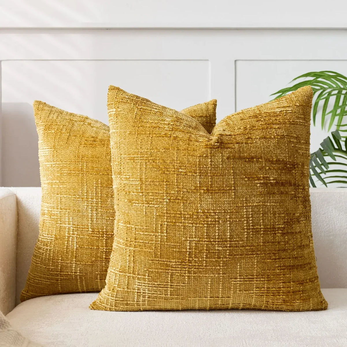 Chenille Sofakissenbezug – Weiches Uni-Design | Elegante Dekoration für Wohn- & Schlafzimmer - 30cmx50cm / Ingwergelb