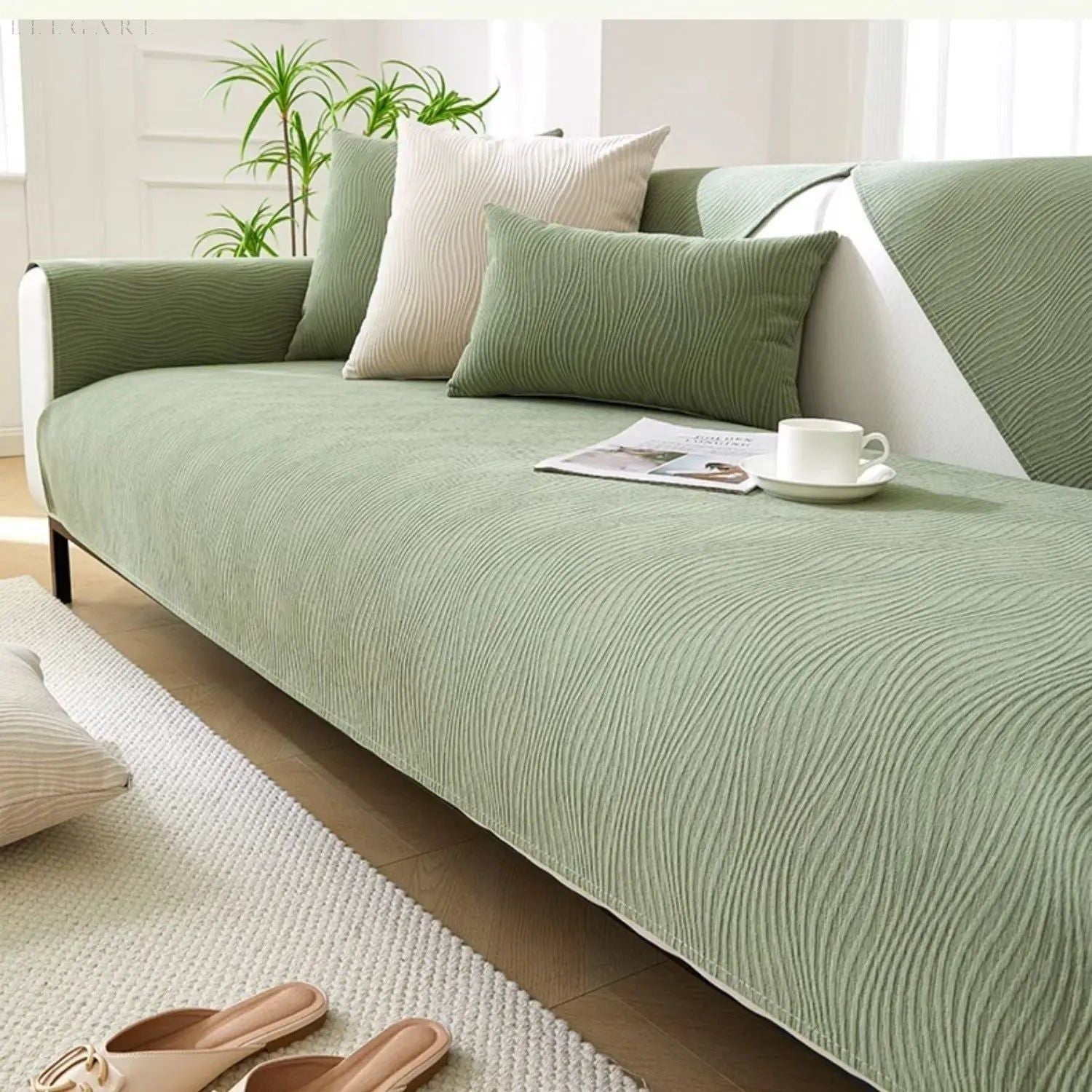 Cloud Sofa - Eleganter und Superbequemer Chenille Sofa Bezug L form - Grün / 70x70cm - Sofabezug