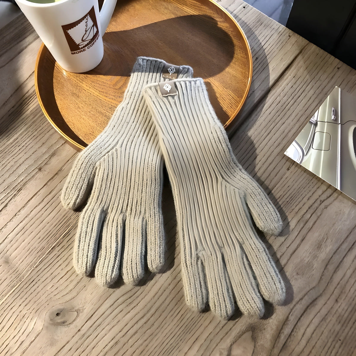 CozyTouch Handschuhe – Legere gestrickte Winterhandschuhe aus Wolle - Khaki - Damenschuhe