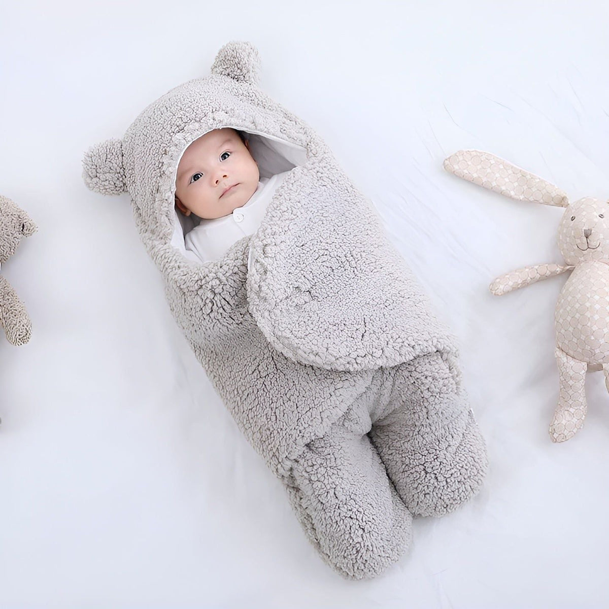 Cuddle Cloud - Kuschelige Baby-Wickeldecke - Grau / S (40x62 cm) - Decke