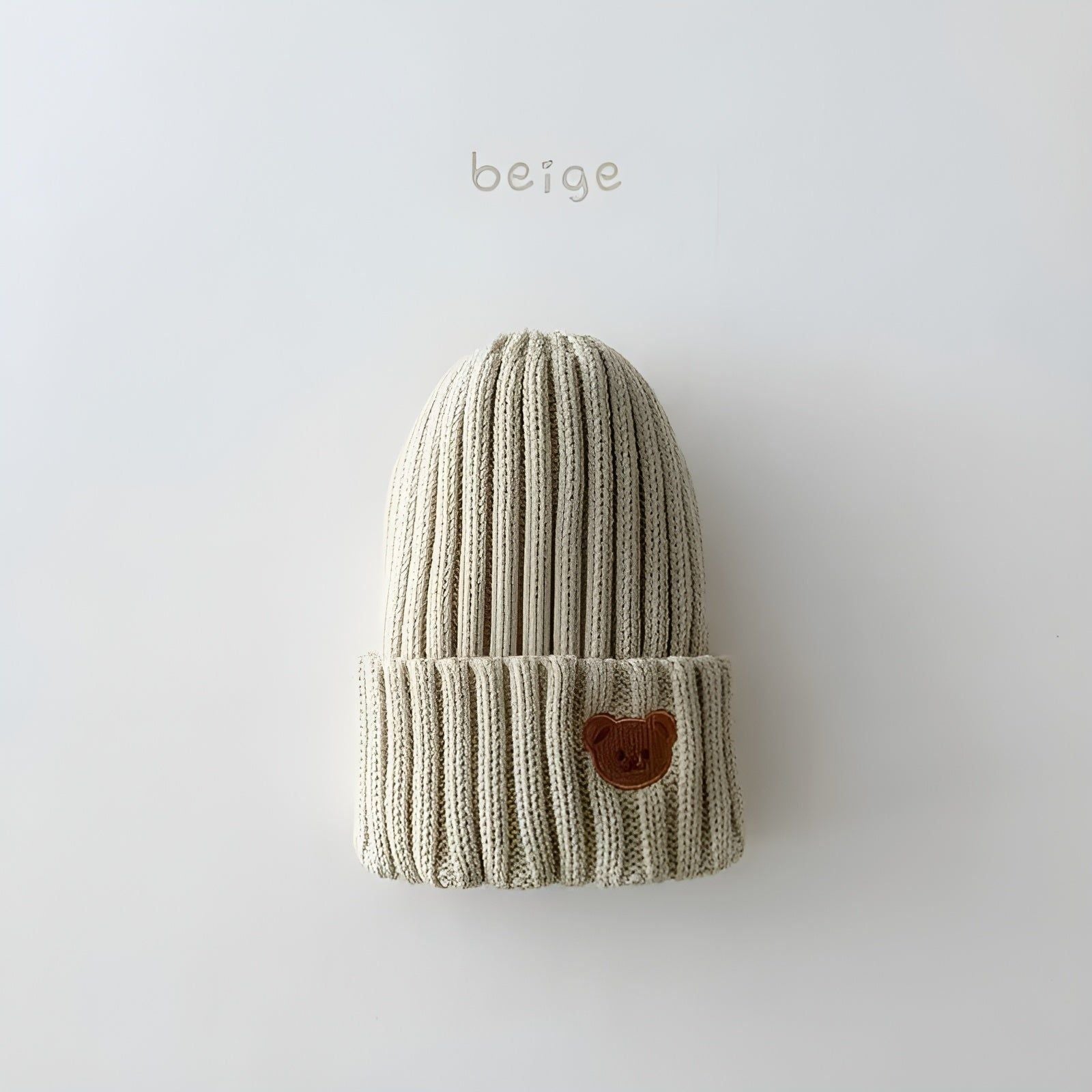 Cuddly Beanie - Gestickte Bären-Strickmützen für Babies - Beige / free size - Baby-Set