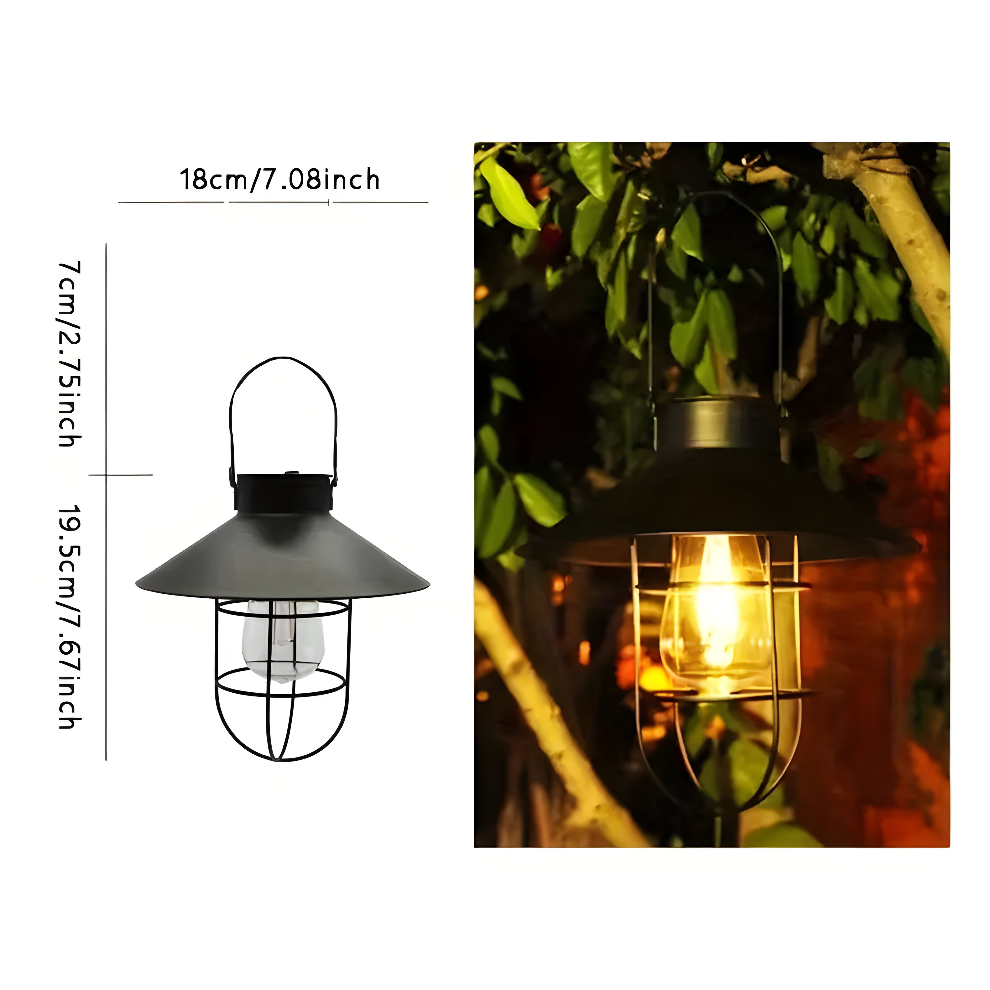 SolarGlow Duo - 2pcs Solar Vintage Outdoor Laternen Schwarz Metall
