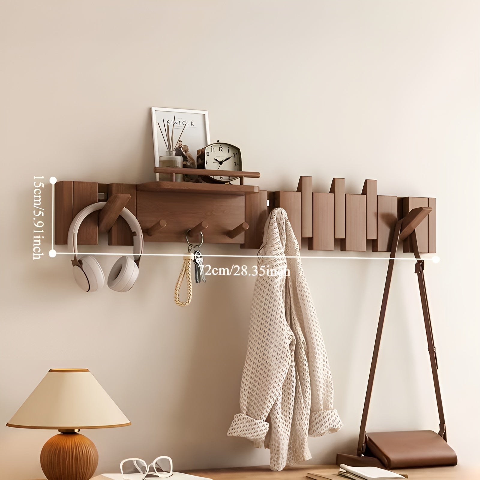 Schlüssel-förmige Wandgarderobe – Dekorativ und Platzsparend | Aus Massivholz für Flur, Garderobe und Eingangsbereich