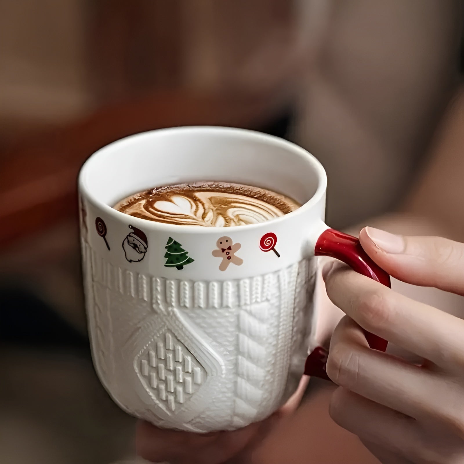 Keramik-Tassen Set (2 Stück) – Süße Weihnachtsmotive mit Reliefdesign | Perfekt für Paare & Heiß- oder Kaltgetränke, Ideales Geschenk zu Weihnachten