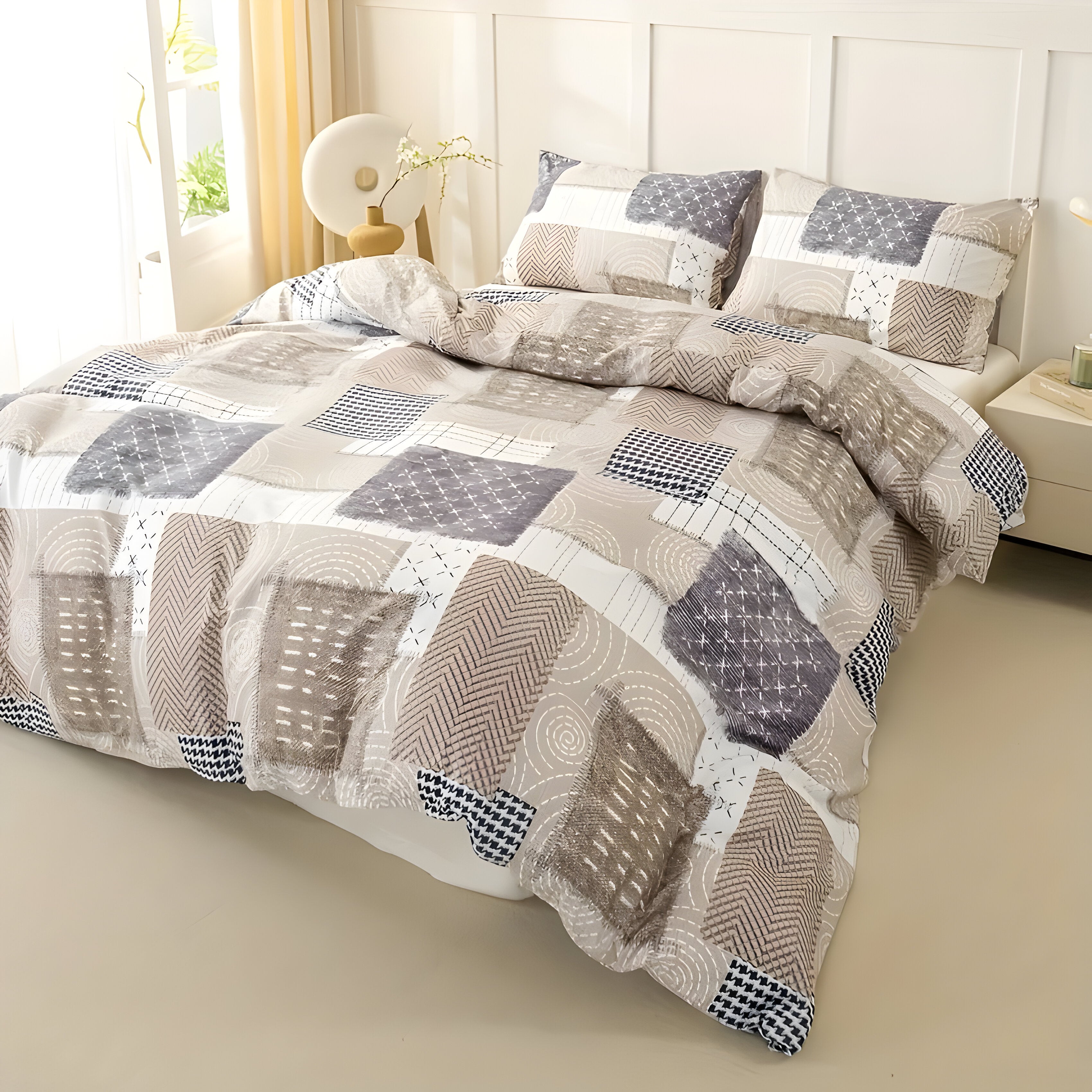 CozyNest Duvet Set - Gemütliches & Atmungsaktives Patchwork-Bettbezugsset